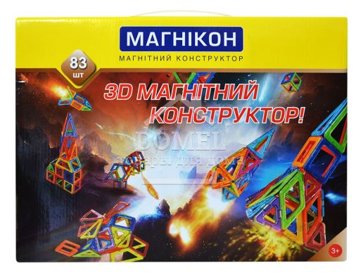 3D магнітний конструктор МАГНІКОН, 83 дет., Від 3 років, Магнітні конструктори