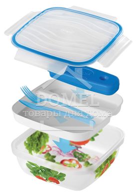 Контейнер для ланчу 1,5 л, 1500 мл, Контейнер для зберігання, Харчовий пластик, Пластик, Квадратна