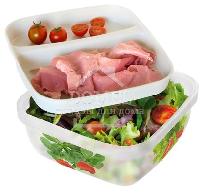 Контейнер для ланчу 1,5 л, 1500 мл, Контейнер для зберігання, Харчовий пластик, Пластик, Квадратна