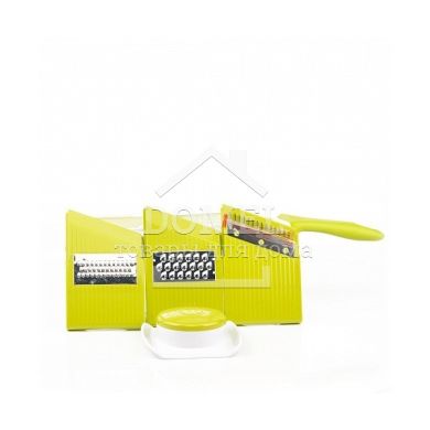 Терка - шинковниця с контейнером 25x11x8.5 см с 4 сменными лезвиями (нержавеющая сталь в пластик корп)