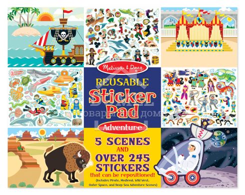 MD9115 Reusable Sticker Pad - Adventure Pad (Набір багаторазових наклейок "Пригоди"), Від 3 років, Багаторазові