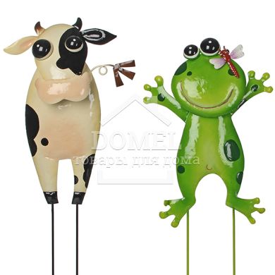 Фігурка декоративна садова "Корівка та жабка", комплект з 2-х шт, 8717669009108
