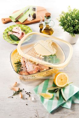 Контейнер для мясных изделий 4 л, в комплекте съемное дно, 4 л, Контейнер для хранения, Пищевой пластик, Пластик, Прямоугольная