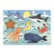 MD9055 Sea Creatures Peg Puzzle - 6 Pieces (Рамка-вкладыш "Морские обитатели"), От 2 лет, Пазлы деревянные