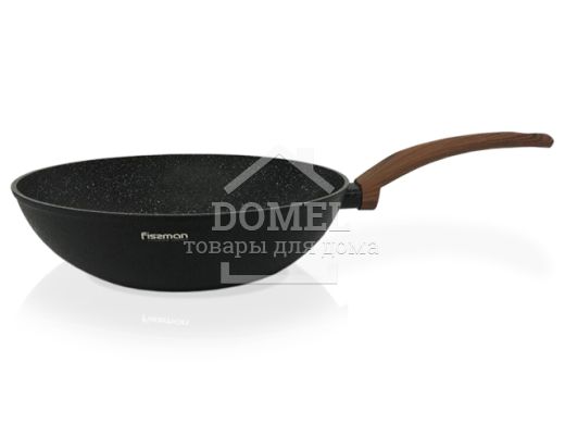 Сковорідка-ВОК для смаження VESUVIO STONE 28x7,5 см/3,4л з індукц. дном (Алюміній з антипригарним покриттям), Вок, Алюміній, Без кришки,  Для газових плит,  Для електроплит, Для галогенових / склокерамічних плит, 28 см, Кругла