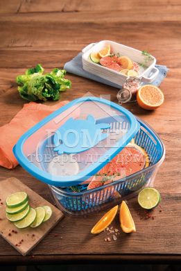 Контейнер для рыбы 4 л, в комплекте съемное дно, 4 л, Контейнер для хранения, Пищевой пластик, Пластик, Прямоугольная