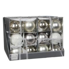 Ялинкові кульки"Christmas House" комплект 6 шт,сіро-білі 2016