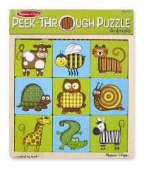 MD7883 Peek-Through Puzzle Animals (Пазл-трафарет "Тварини"), Від 3 років, Пазли дерев'яні