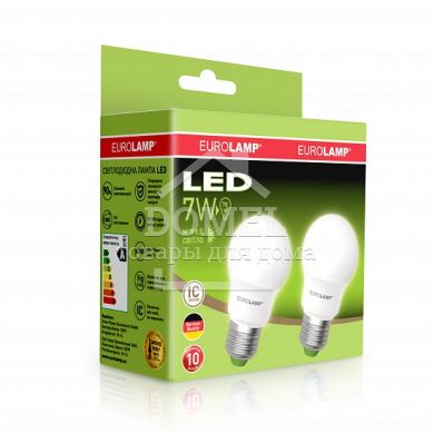 Промо-набір EUROLAMP LED Лампа A50 7W E27 3000K акція "1 + 1", E27, 3000K, 530Lm, 7W