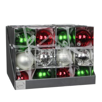 Елочные шарики "Christmas House" комплект 6 шт, красно-зеленый 2016