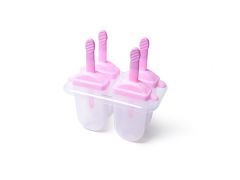 Форма для виготовлення морозива на паличці 4 клітинки (пластик) рожеві ручки