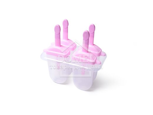 Форма для виготовлення морозива на паличці 4 клітинки (пластик) рожеві ручки