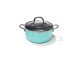Кастрюля MINI CHEF 18x8 см / 1,8 л со стеклянной крышкой, цвет АКВАМАРИН (алюминий с антипригарным покрытием)