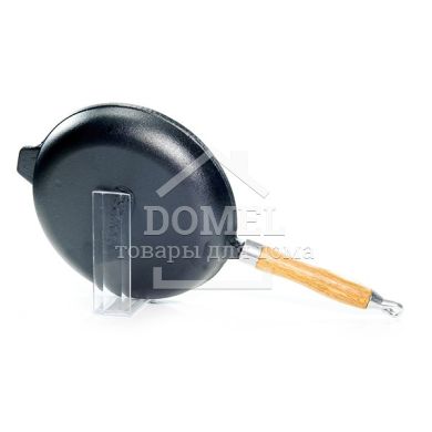 Пательня для смаження 27x4,8 см з рифленим дном і дерев'яною ручкою (чавун)
