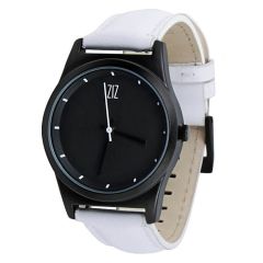 Часы ZIZ 6 секунд "Black" (белый кожаный ремешок), Для мужчин, 6 секунд