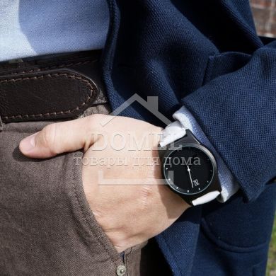 Годинники ZIZ 6 секунд "Black" (білий шкіряний ремінець), Для чоловіків, 6 секунд