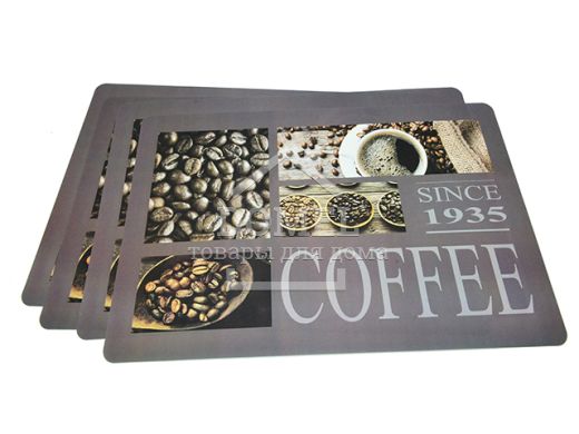 Комплект з 4 сервірувальних килимків на обідній стіл 43,5x28,5 см (пластик) кавові зерна