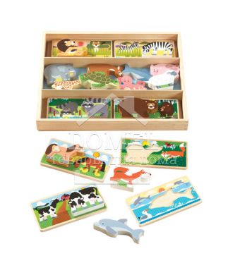 MD9890 Animal Picture Boards (Набір дерев'яних карток / картинок "Тварини"), Від 2 років, Пазли дерев'яні